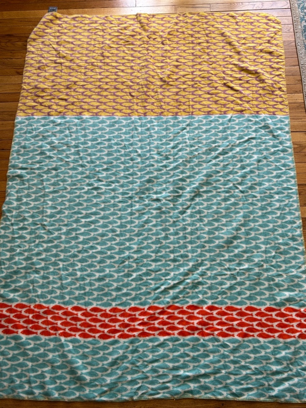Pad Home Design Concept Seaside Throw Blanket “School of Fish” NWT Cotton Poly